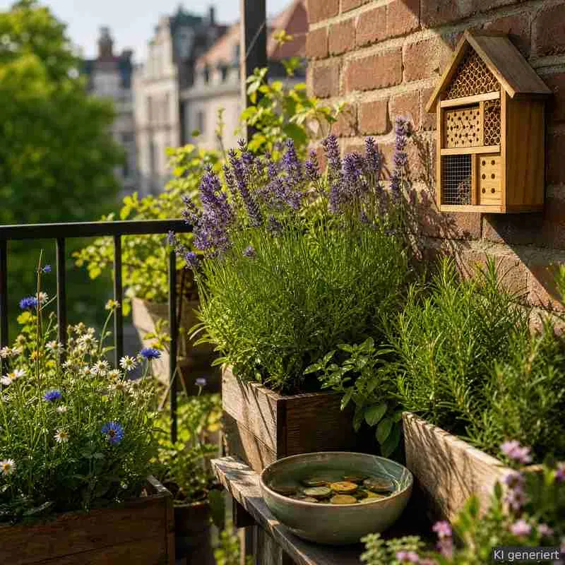 bienenfreundlicher Balkon, Schmetterlinge anlocken, Insektenhotel Tipps, Insektentränke bauen, Wildblumen Balkon, Alltagszauberwelt