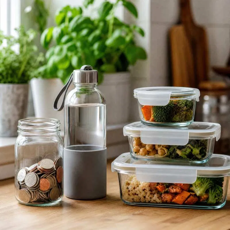 Geld sparen Alltag, Spartipps Haushalt, kleine Gewohnheiten, Finanzen optimieren, Meal Prep Tipps